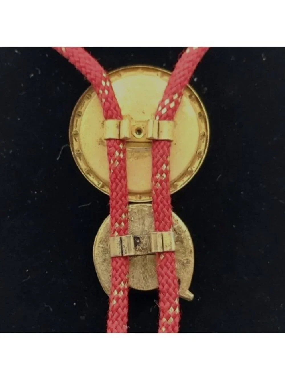 Vintage MCM Red Bolo Tie Stone Mountain GA & FL Flamingos Souvenir Slides